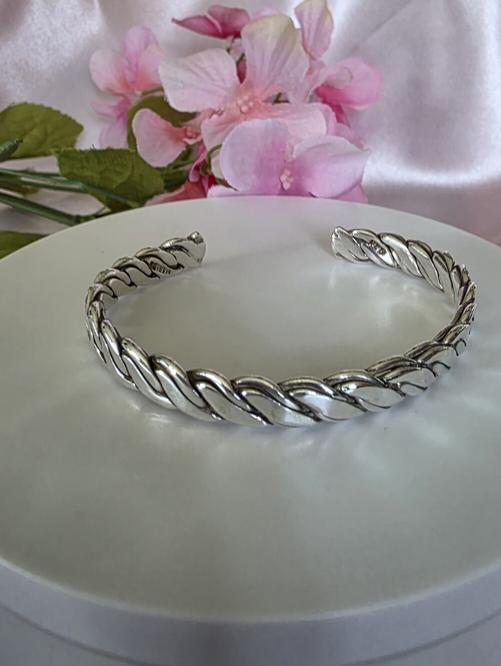 Vintage Sterling Silver 925 Mexico Twisted Rope Cuff Bracelet